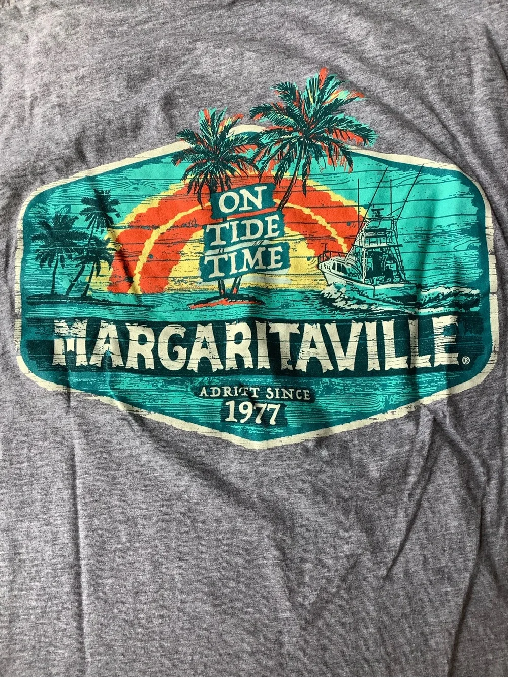 Margaritaville Heather Gray Short Sleeve Crew Tee with Green Chest Logo